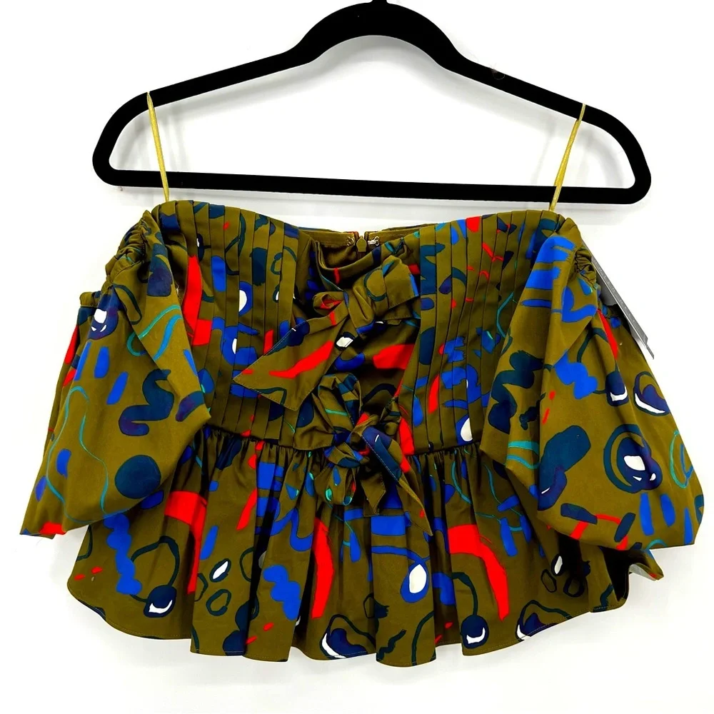 NWT Anthropologie Hunter Bell Rhea Tank Top Blouse Off Shoulder Ribbon US 0 - Picture 4 of 16